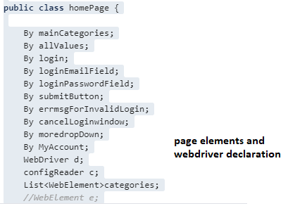 page navigation in pom ele declaration